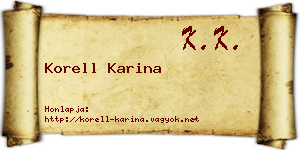 Korell Karina névjegykártya